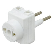 Тройник-переходник б/з 10А "козья ножка" белый