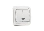 Выключатель бел/бел 2кл с подсветкой Mimoza Makel
