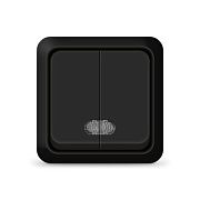 Выключатель 2кл. с подсветкой черный ОП 10А, 220В Олимп