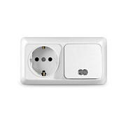 Блок комб. ОП гориз (1кл. выкл с подсв + розетка с/з) Олимп О0036