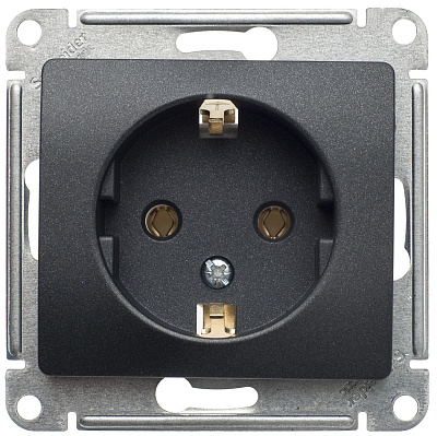 Розетка с/з антрацит СП, 16А (механизм ) GLOSSA