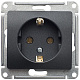 Розетка с/з антрацит СП, 16А (механизм ) GLOSSA