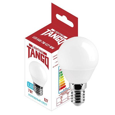 Лампа светодиодная 7W E27 шарик 6500K 220V (TANGO LED G45-7W-E27-WW) TANGO