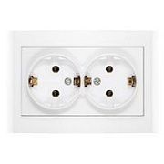 Розетка 2-ая с/з белый СП, 16А, 220В (7947533) Бриллиант