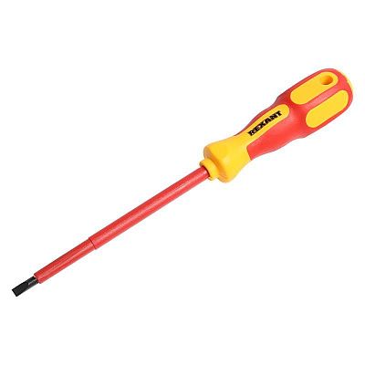 Отвертка шлицевая SL5 х125 мм, двухкомпонентная рукоятка "Электрика" REXANT