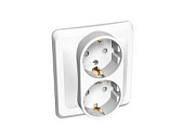 Розетка 2-ая с/з белый СП, 16А, 220В (РС 16-007В) Этюд