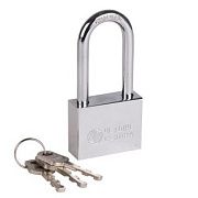 Замок навесной металлический, серия "Сталь" 50 мм ДЛИННАЯ ДУЖКА Четыре Сезона