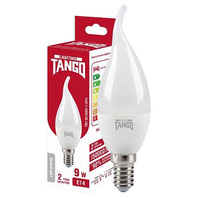 Лампа светодиодная 9W E14 cвеча на ветру 4000K 220V (TANGO LED СА37-9W-E14-W) TANGO
