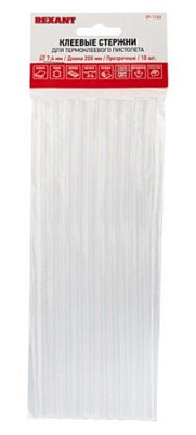 Клеевой стержень  7/200 мм, Пакет, Прозрачный, 10 шт/уп., REXANT