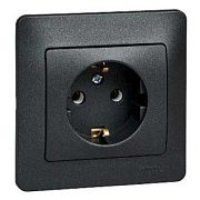 Розетка с/з антрацит СП, 16А (в сборе ) GLOSSA